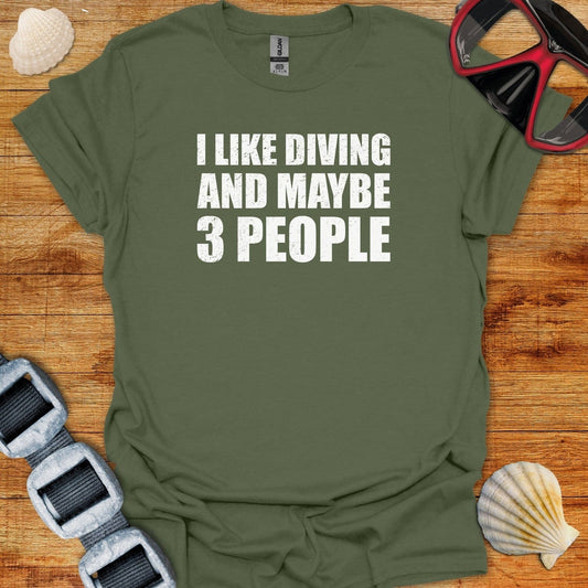 T-Shirt Military Green / S I Like Diving & 3 People