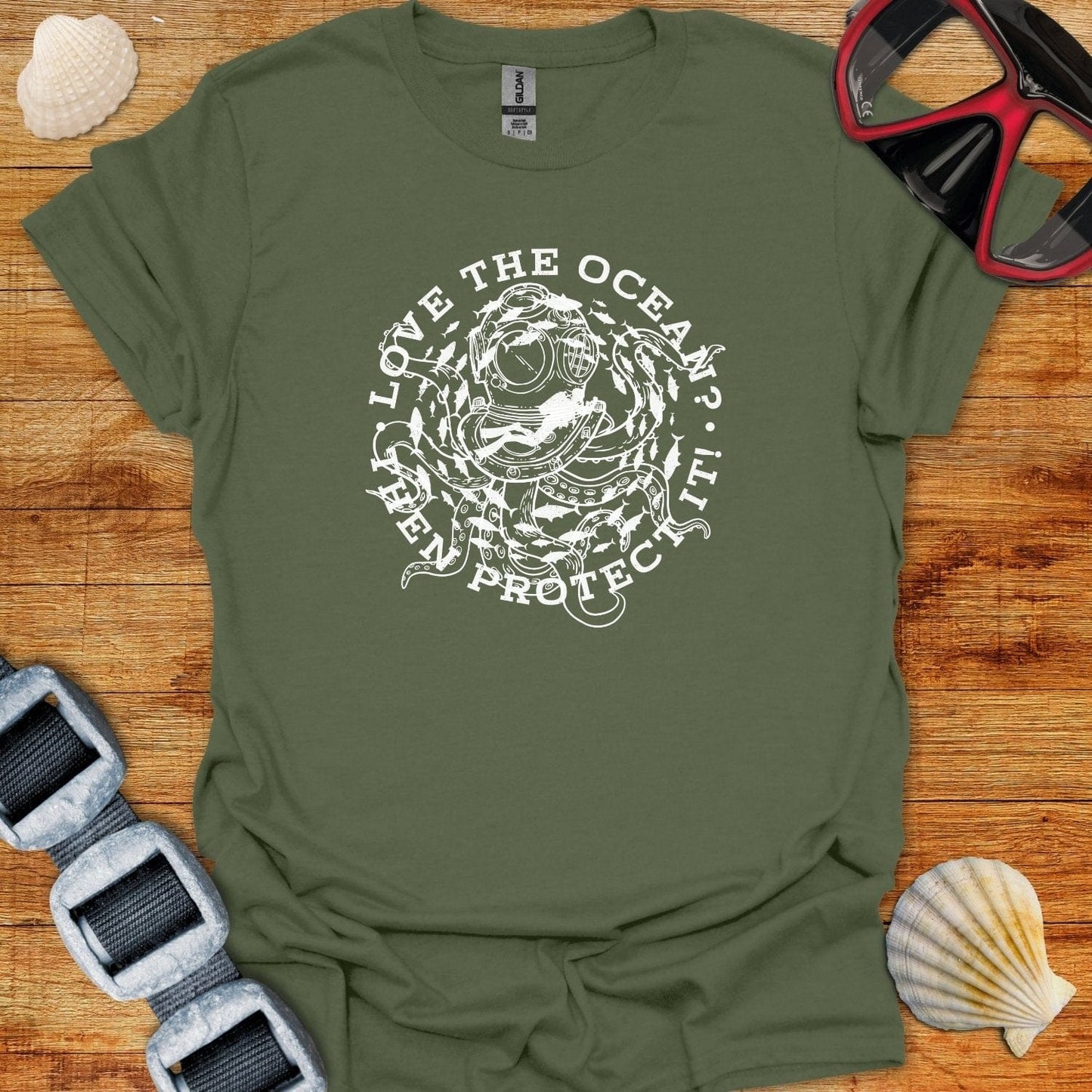 T-Shirt Military Green / S Love The Ocean T-Shirt