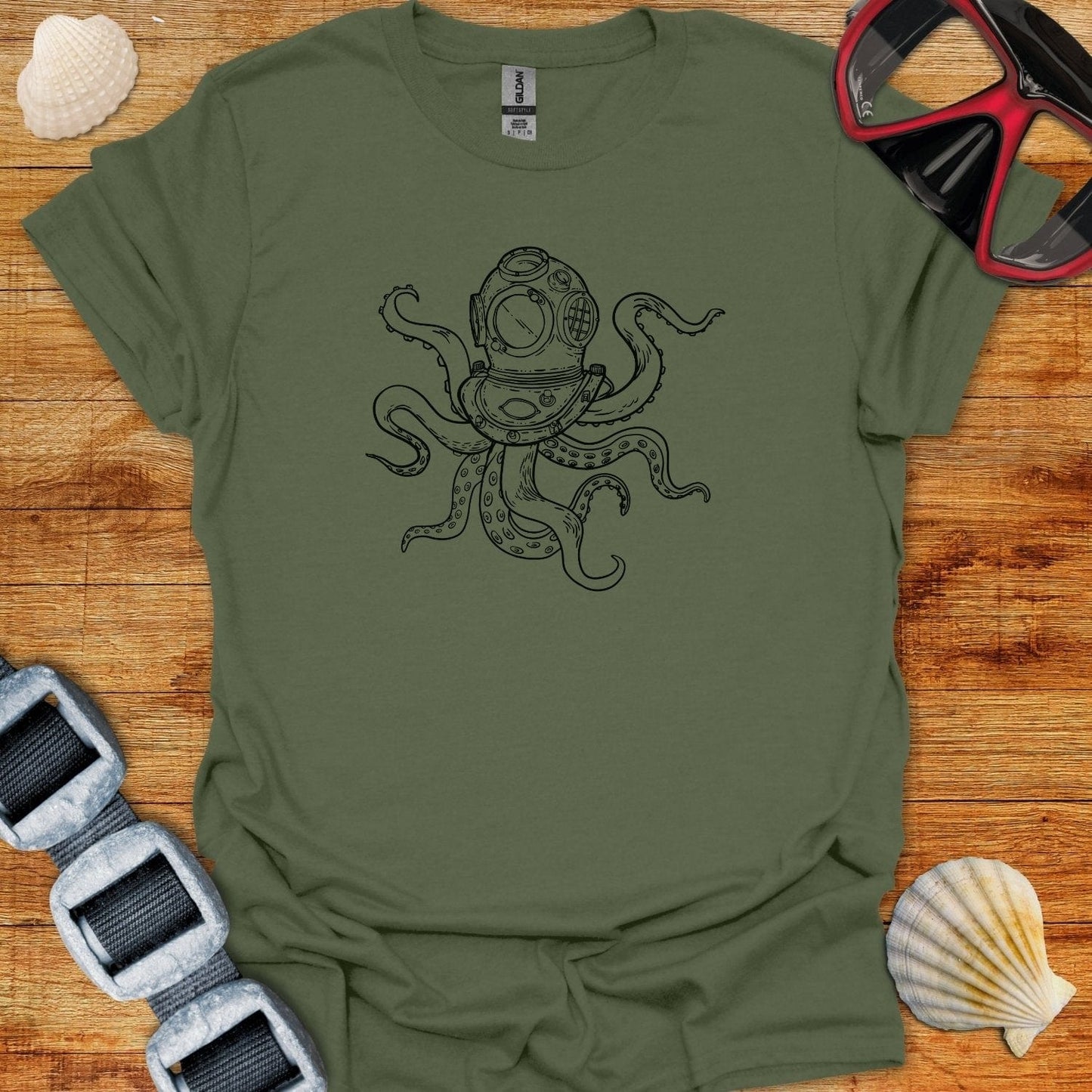 T-Shirt Military Green / S Octostencil T-Shirt