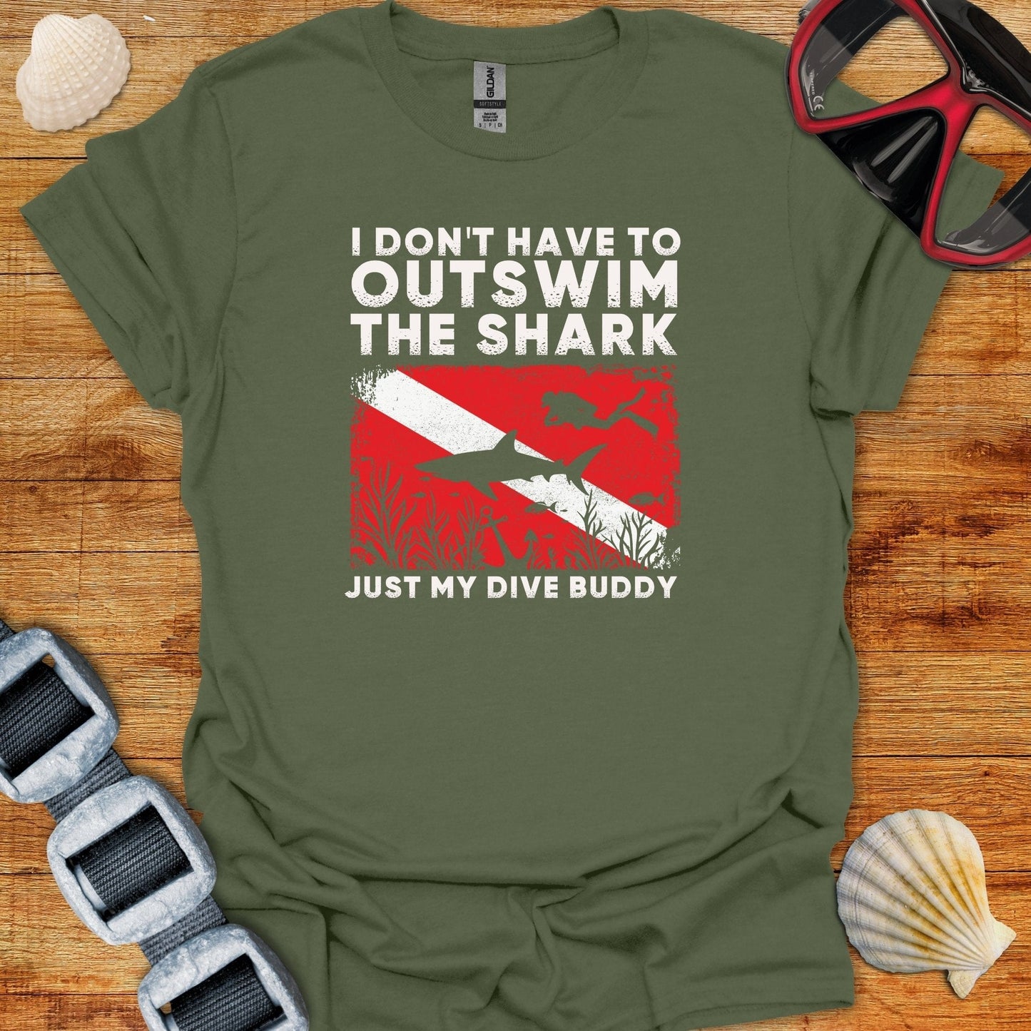 T-Shirt Military Green / S Outswim The Shark T-Shirt