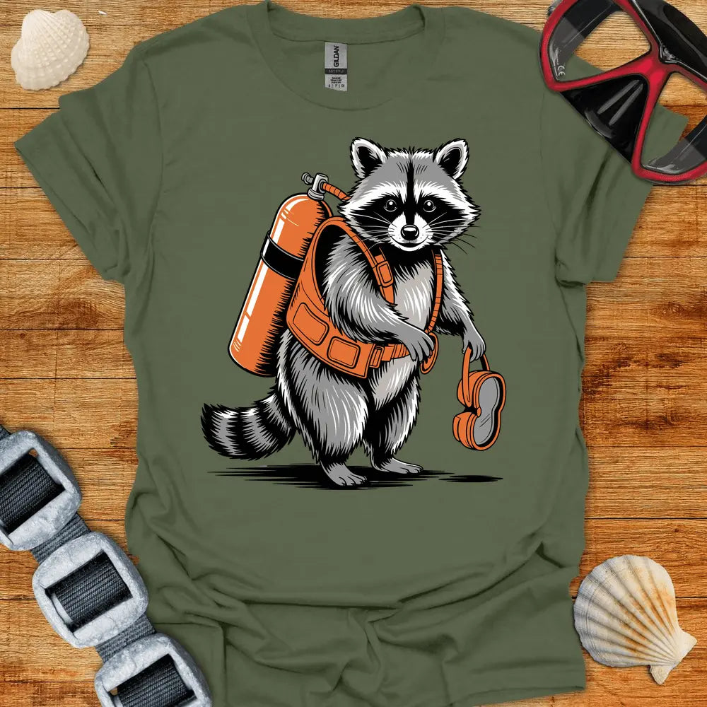 T-Shirt Military Green / S Racoon Diver T-Shirt