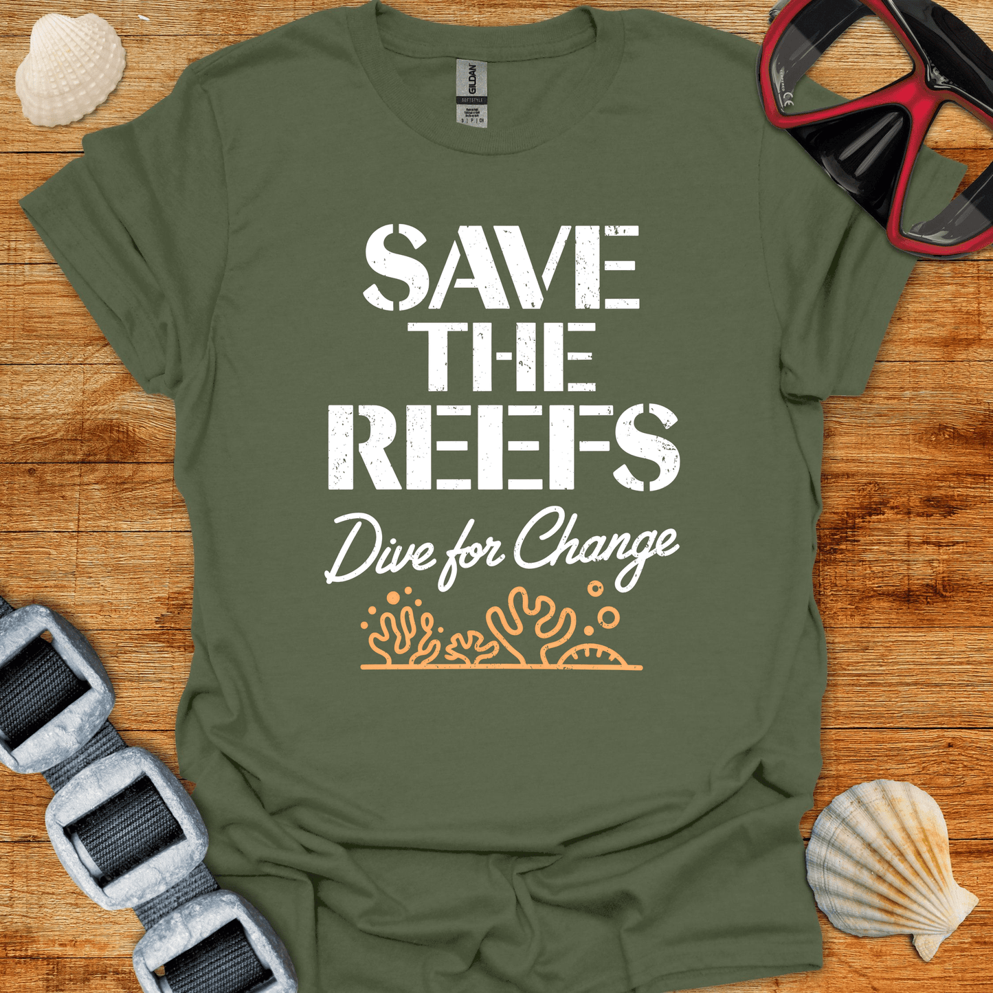 T-Shirt Military Green / S Save The Reefs T-Shirt