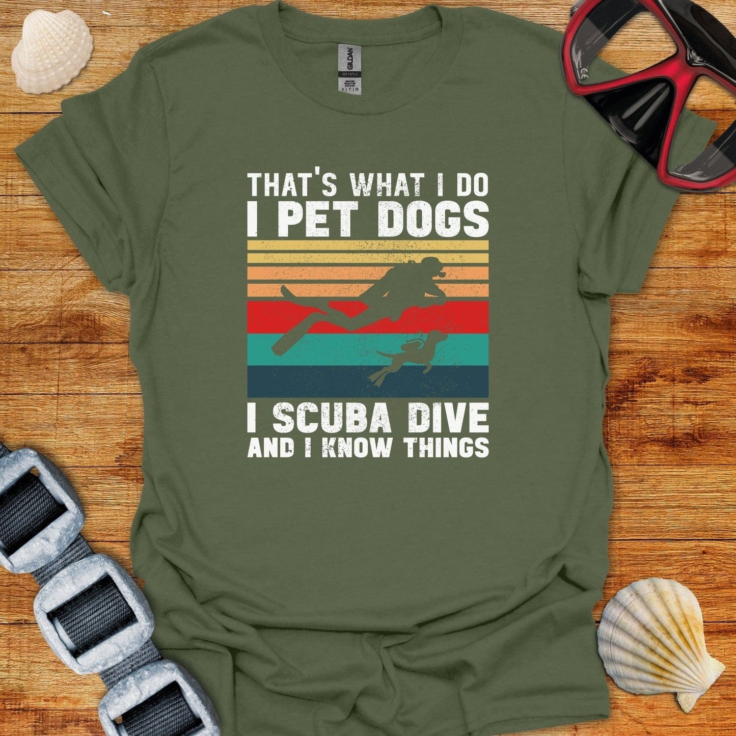 T-Shirt Military Green / S Scuba and Dogs