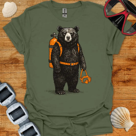 T-Shirt Military Green / S Scuba Black Bear T-Shirt