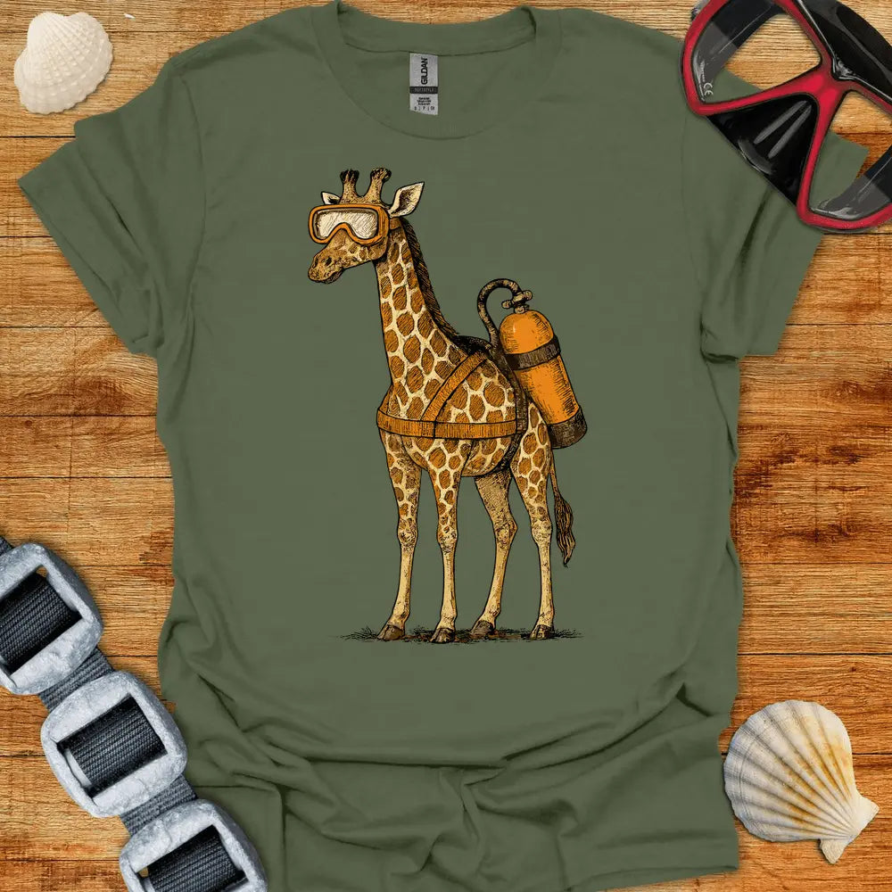 T-Shirt Military Green / S Scuba Giraffe T-Shirt