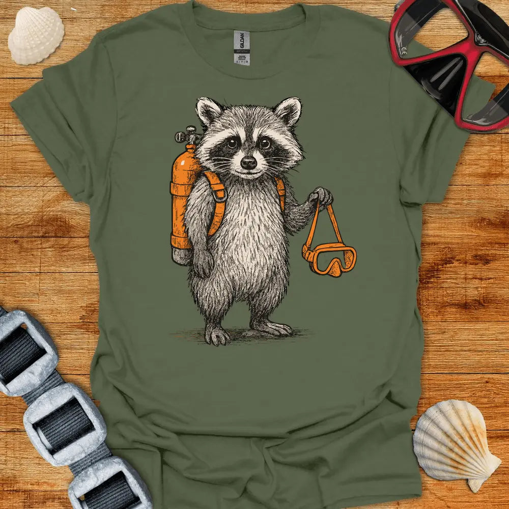 T-Shirt Military Green / S Scuba Racoon T-Shirt