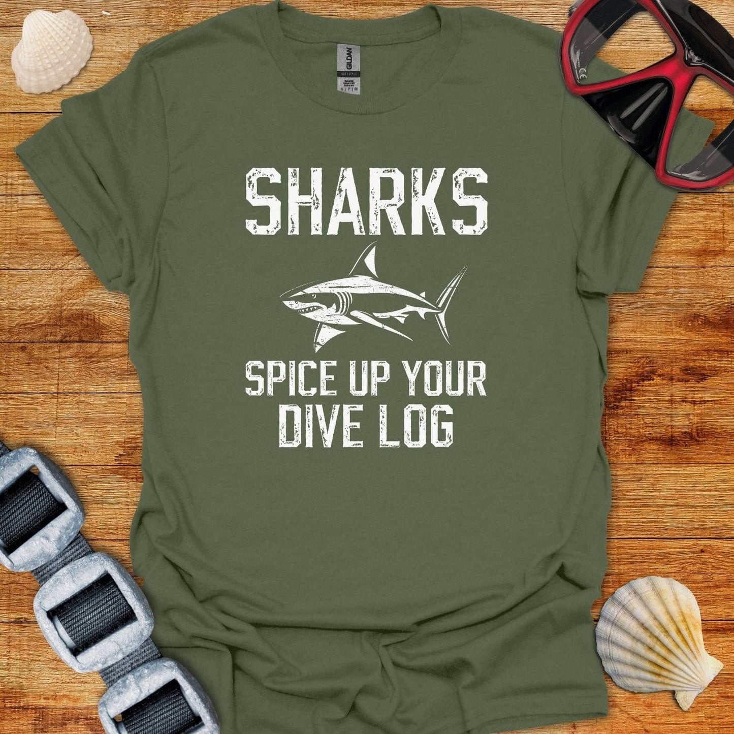 T-Shirt Military Green / S Shark