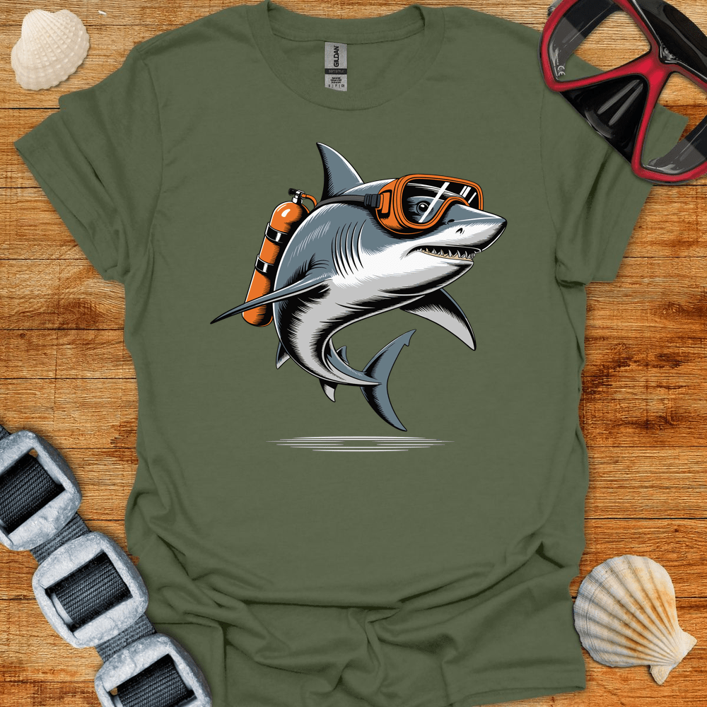 T-Shirt Military Green / S Shark Diver T-Shirt