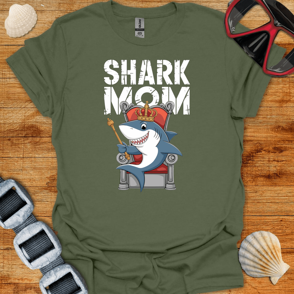 T-Shirt Military Green / S Shark Mom Queen T-Shirt