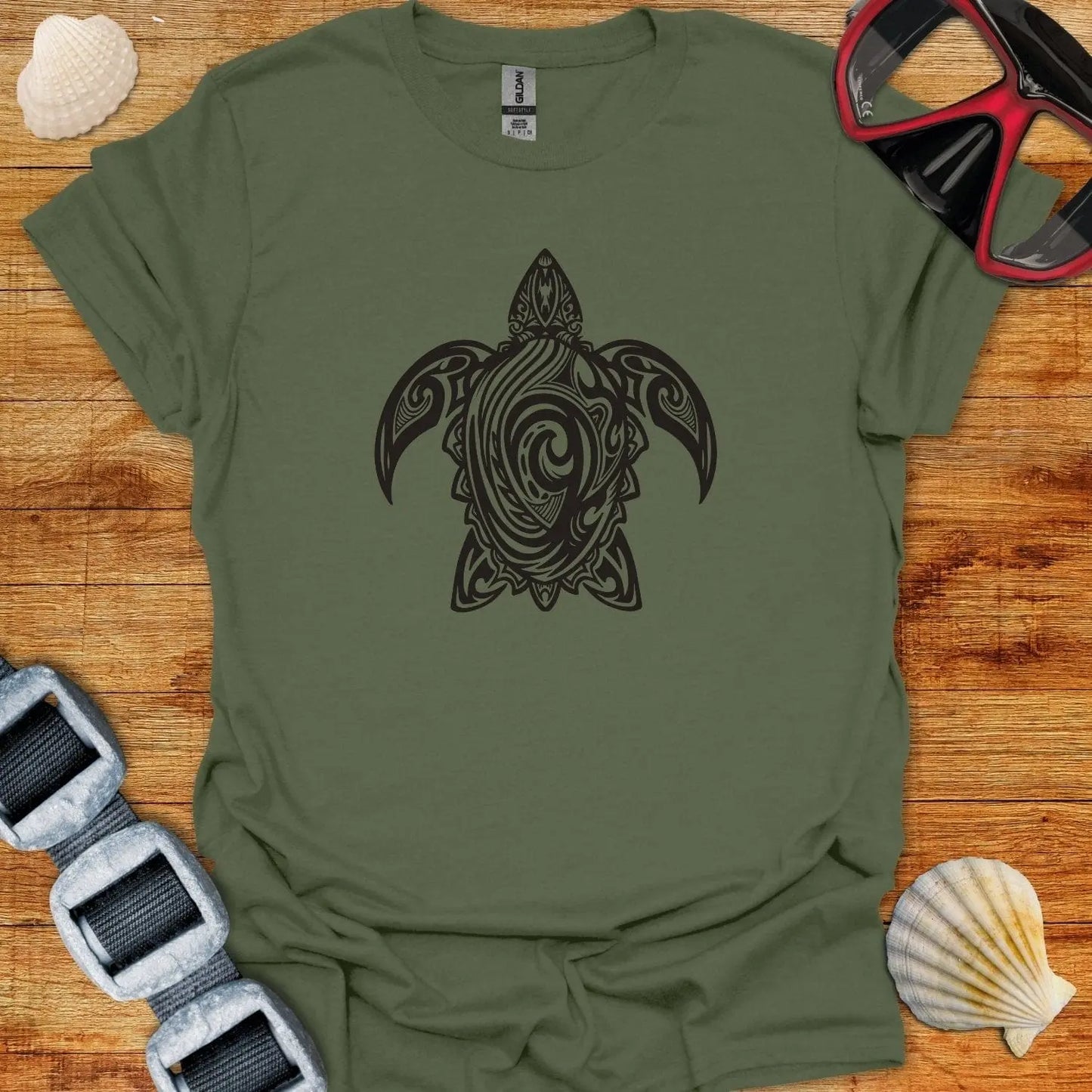 T-Shirt Military Green / S Tribal Turtle T-Shirt