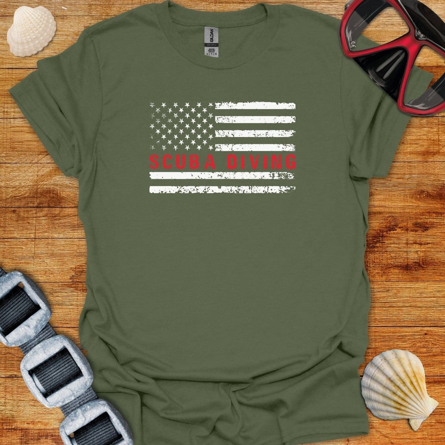 T-Shirt Military Green / S USA Flag