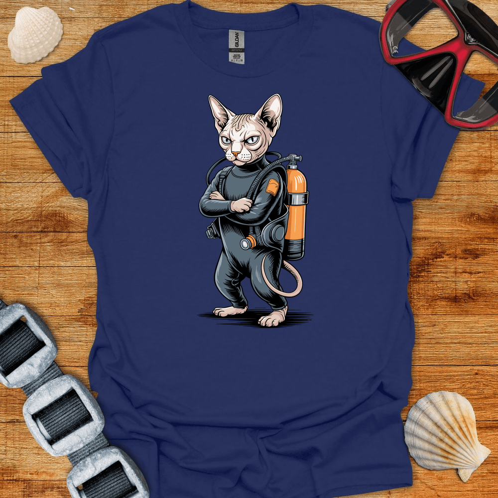 T-Shirt Navy / S Sphynx Cat Diver T-Shirt