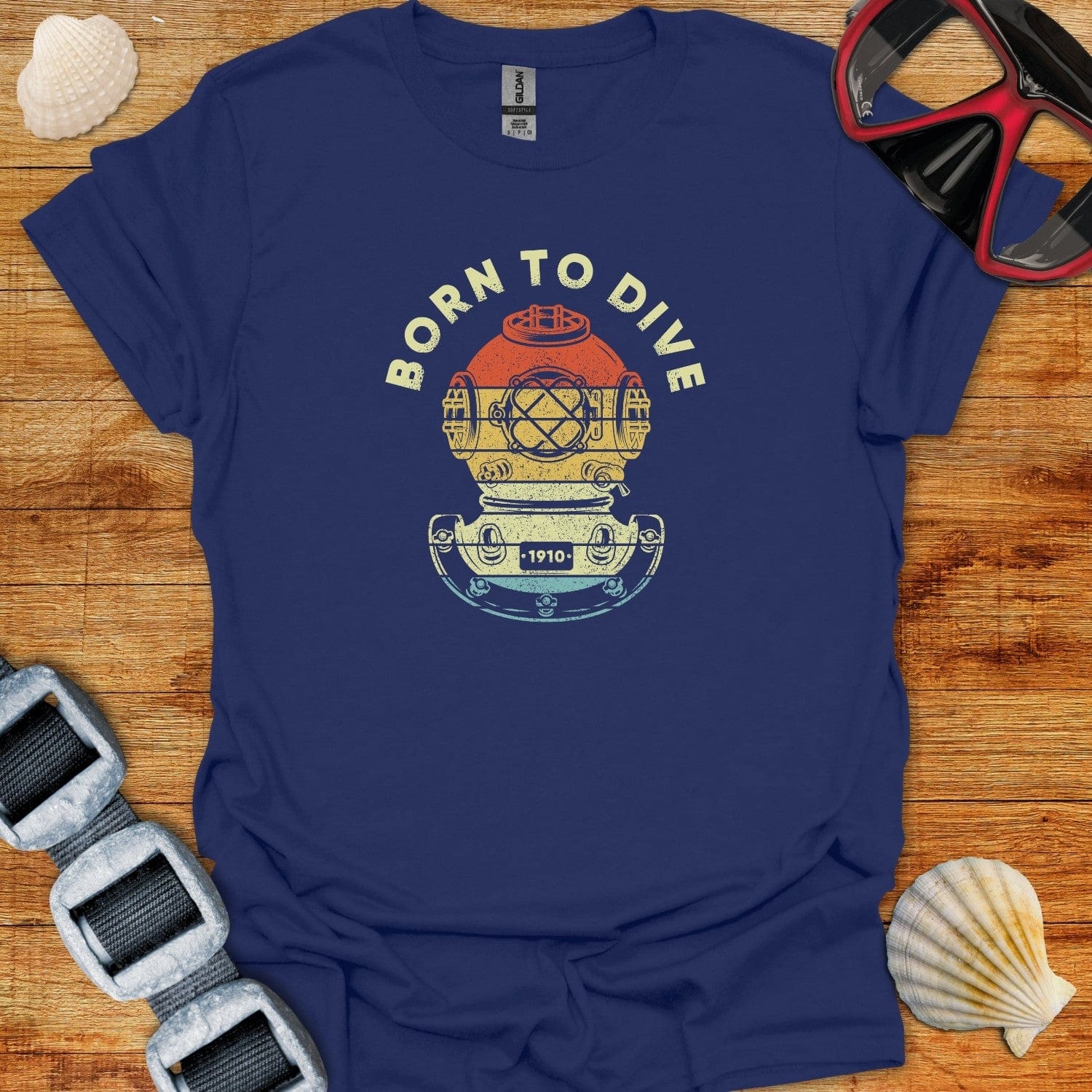 T-Shirt Navy / XS Born To Dive Deep Sea