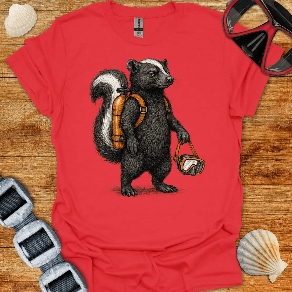 T-Shirt Red / S Diving Skunk T-Shirt