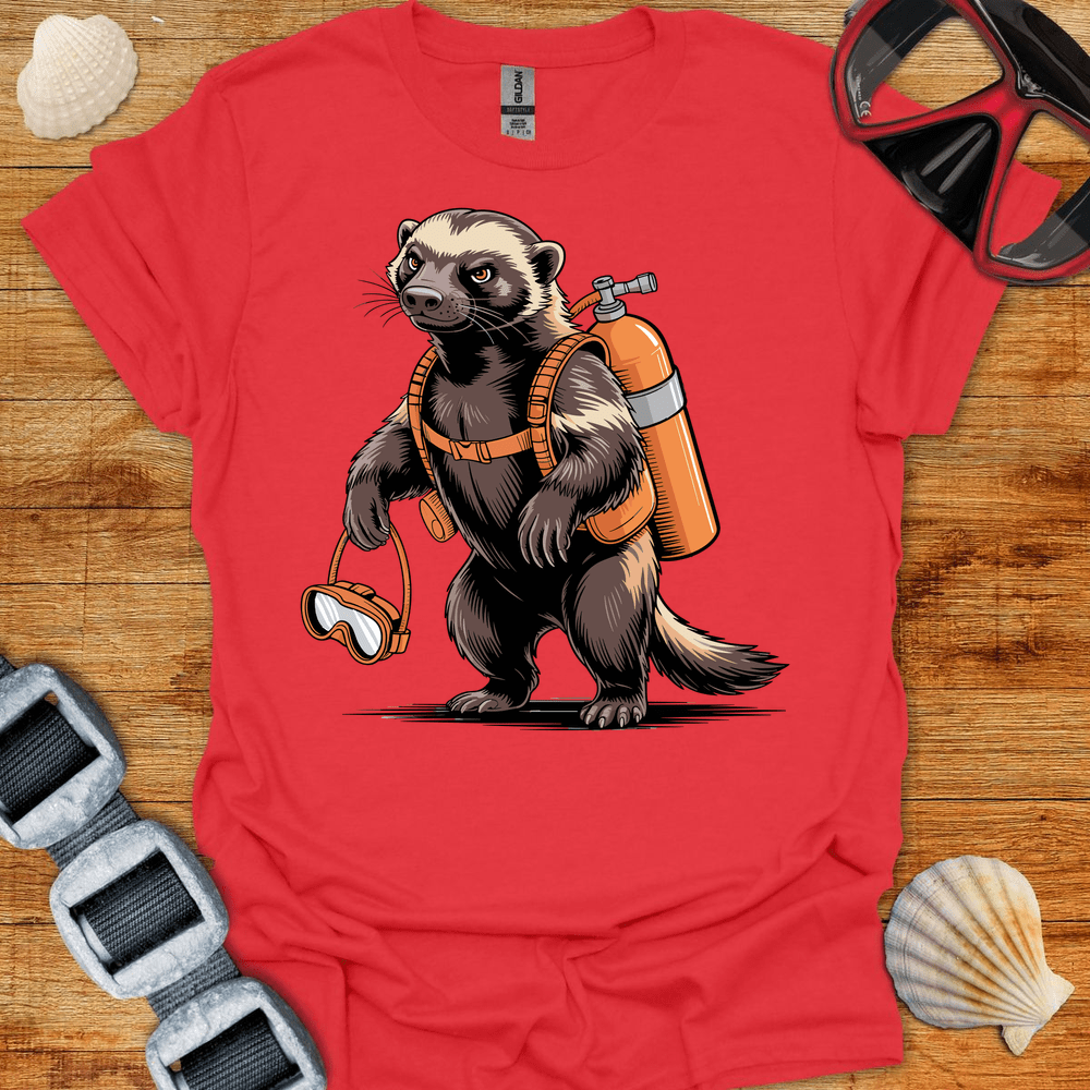 T-Shirt Red / S Honey Badger Diver T Shirt