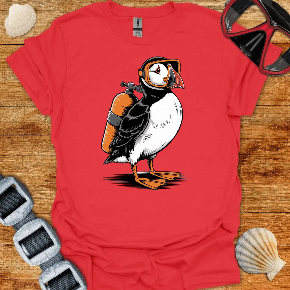 T-Shirt Red / S Puffin Diver T-Shirt