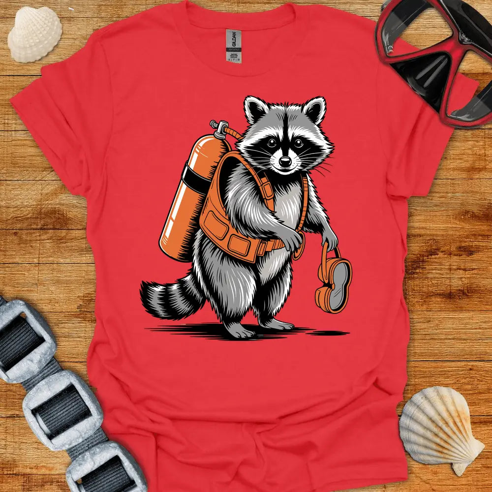 T-Shirt Red / S Racoon Diver T-Shirt