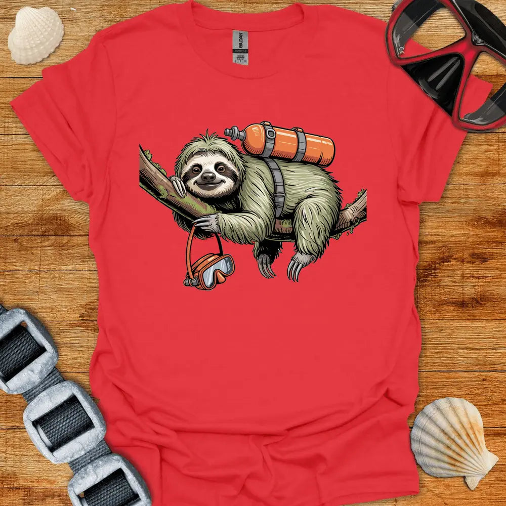 T-Shirt Red / S Relaxed Sloth Diver T-Shirt
