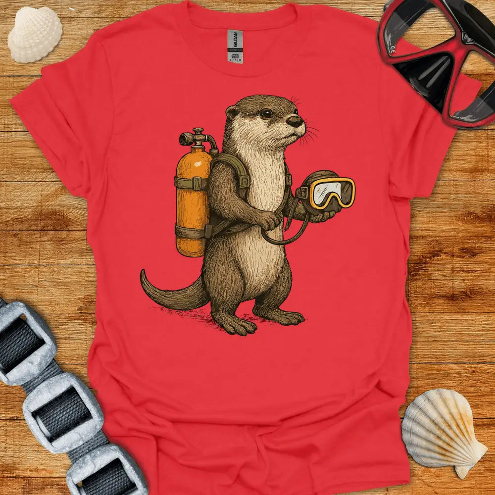 T-Shirt Red / S Scuba Otter T-Shirt