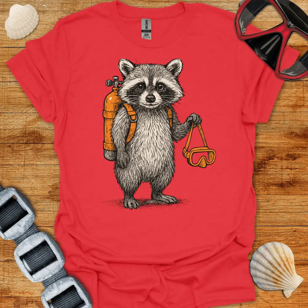 T-Shirt Red / S Scuba Racoon T-Shirt