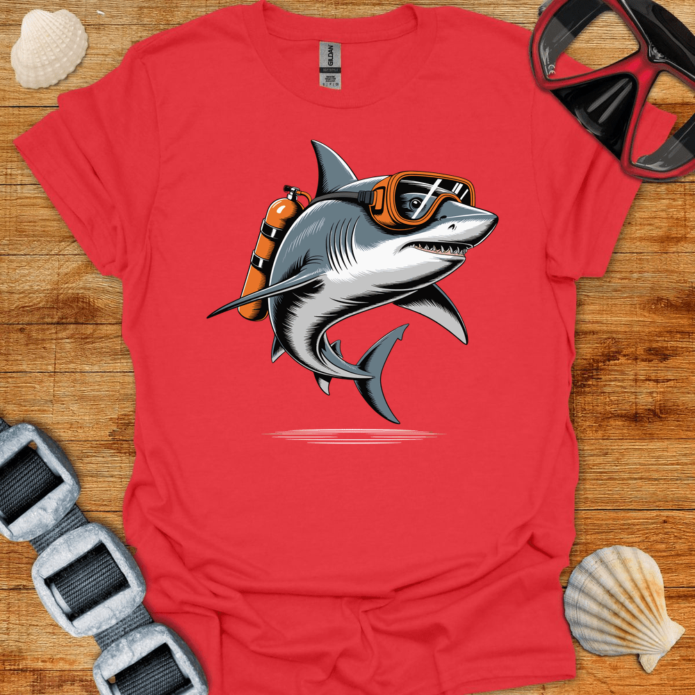 T-Shirt Red / S Shark Diver T-Shirt