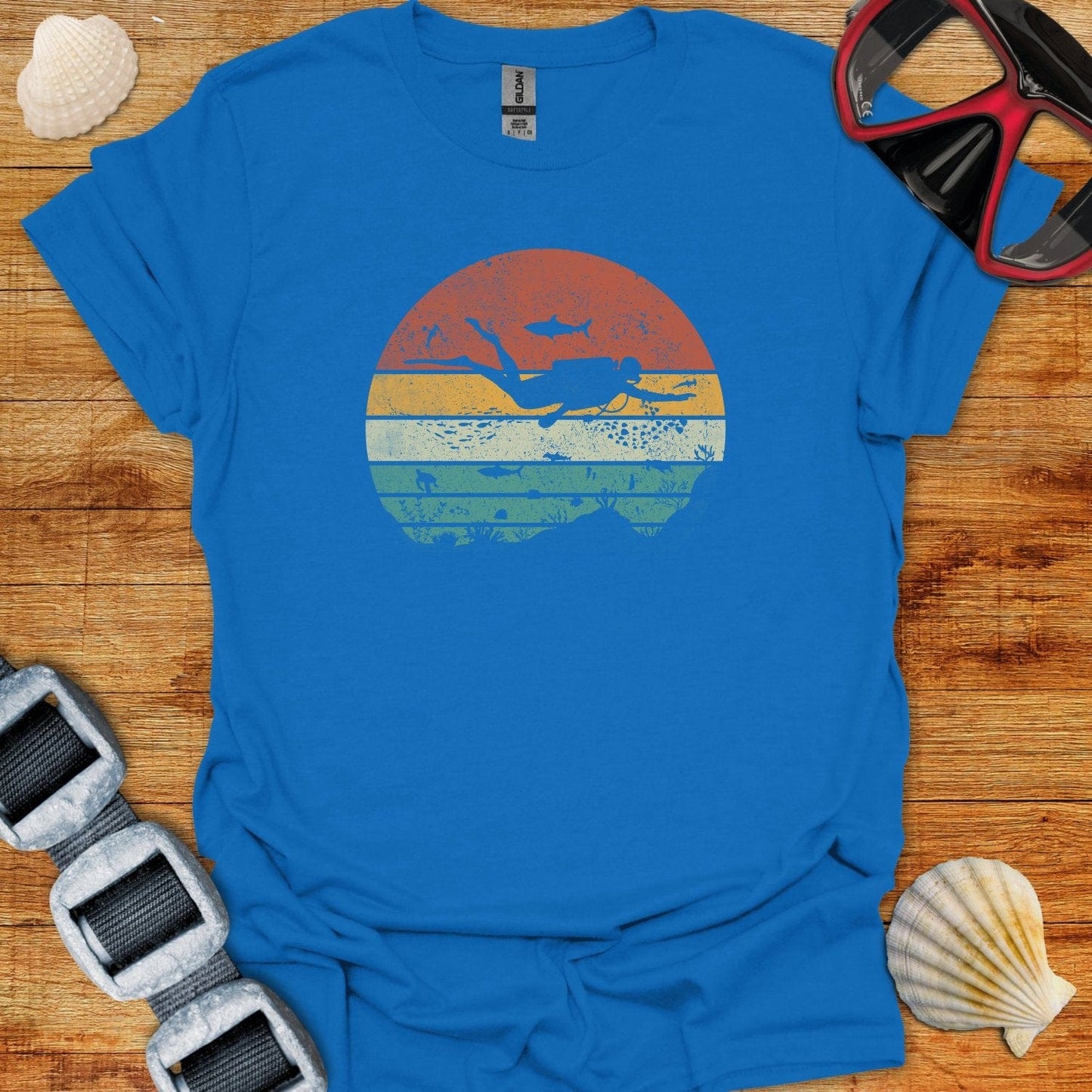 T-Shirt Royal / S Retro Sun
