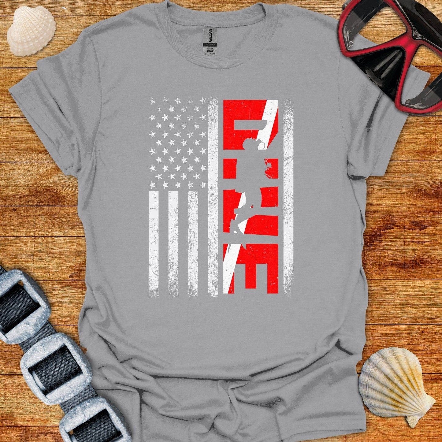 T-Shirt Sport Grey / S DIver USA Flag T-Shirt