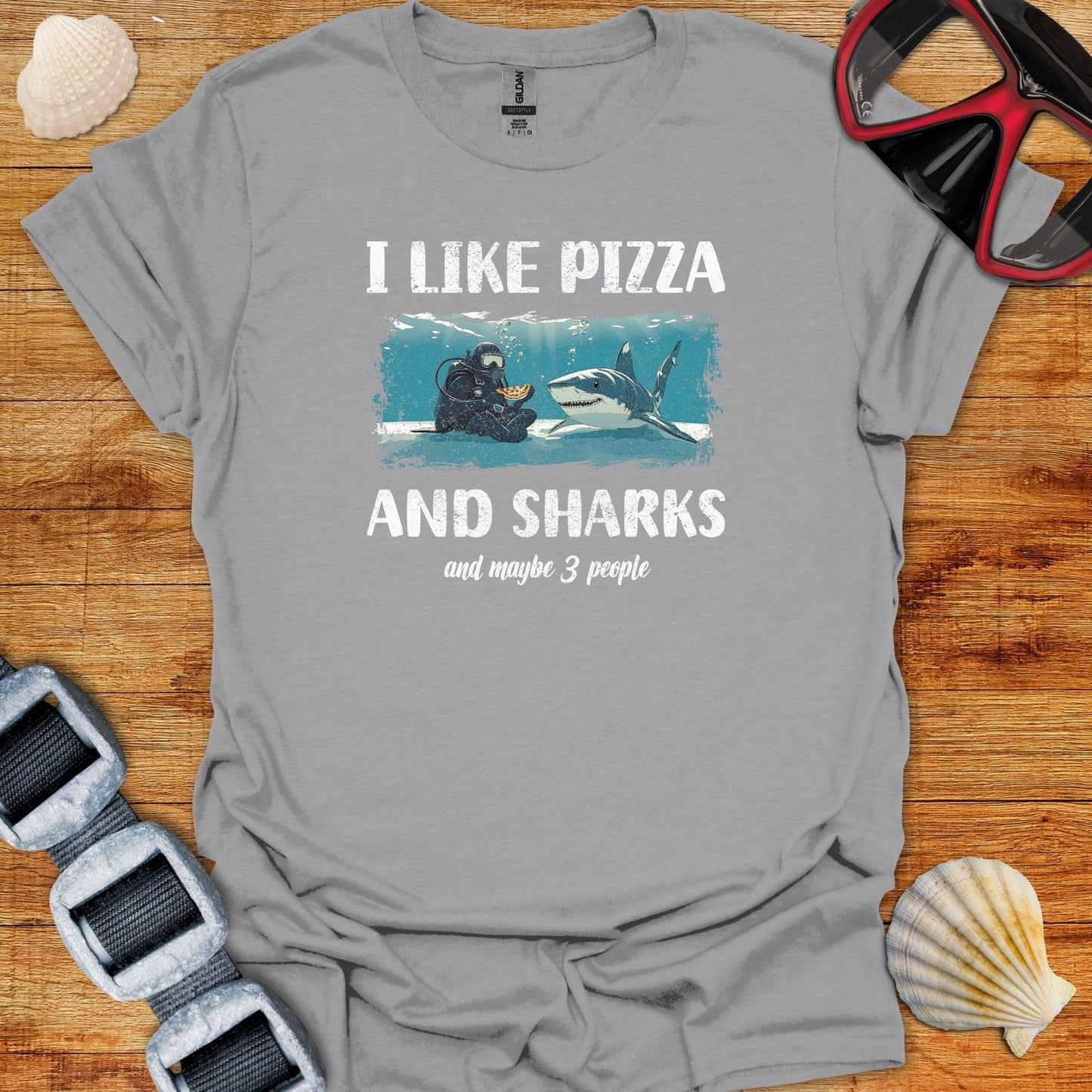 T-Shirt Sport Grey / S I Like Pizza & Sharks T-Shirt