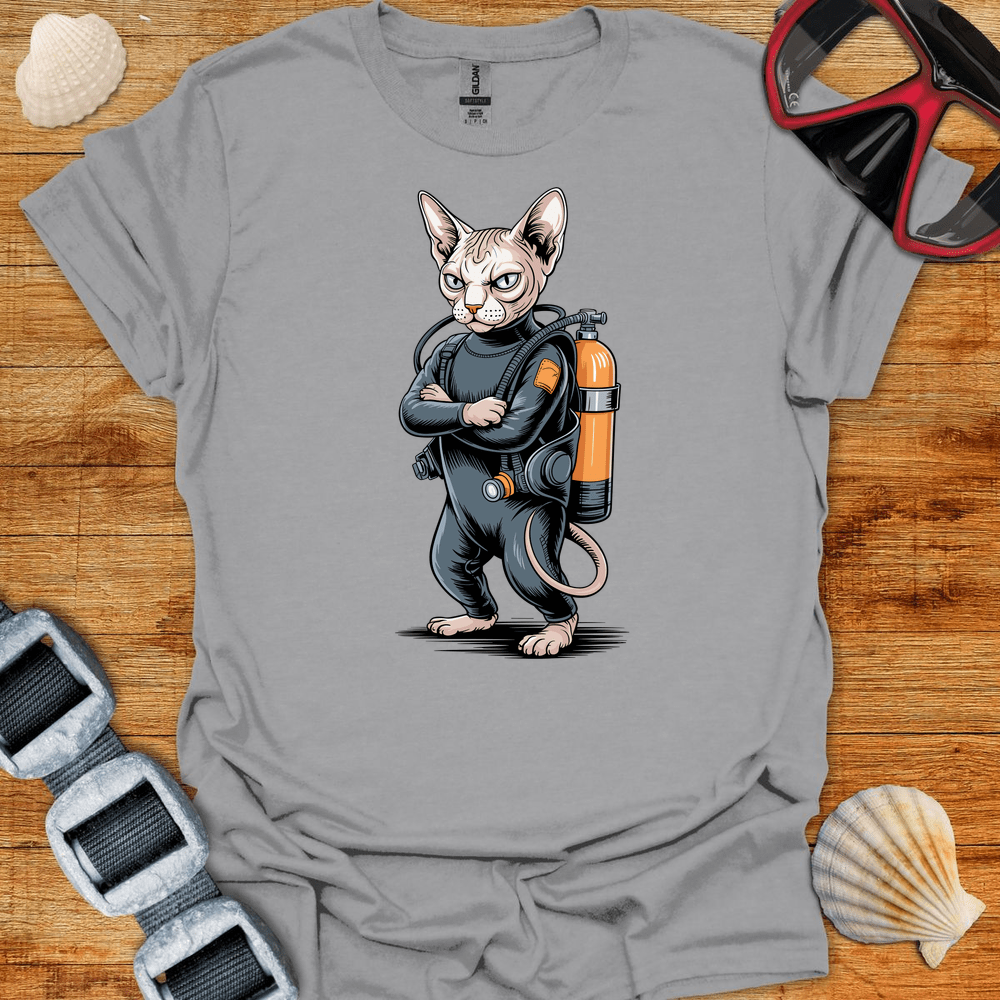 T-Shirt Sport Grey / S Sphynx Cat Diver T-Shirt